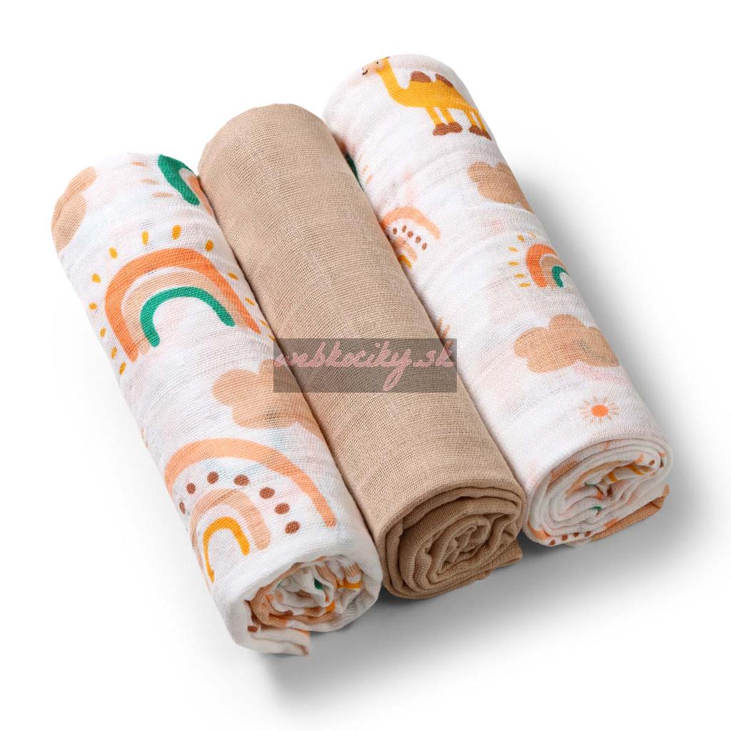 BABYONO Plienky mušelínové Super Soft Beige 3ks, 70x70cm