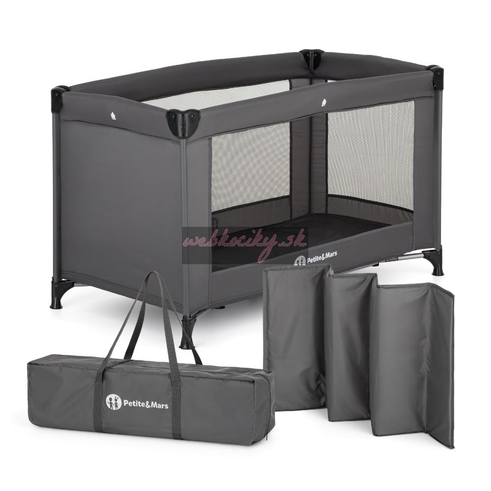 PETITE&MARS Postieľka cestovná Koot Lite, Dark Grey