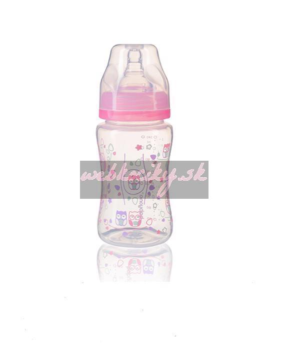 BABYONO Fľaša antikoliková široké hrdlo 240 ml ružová