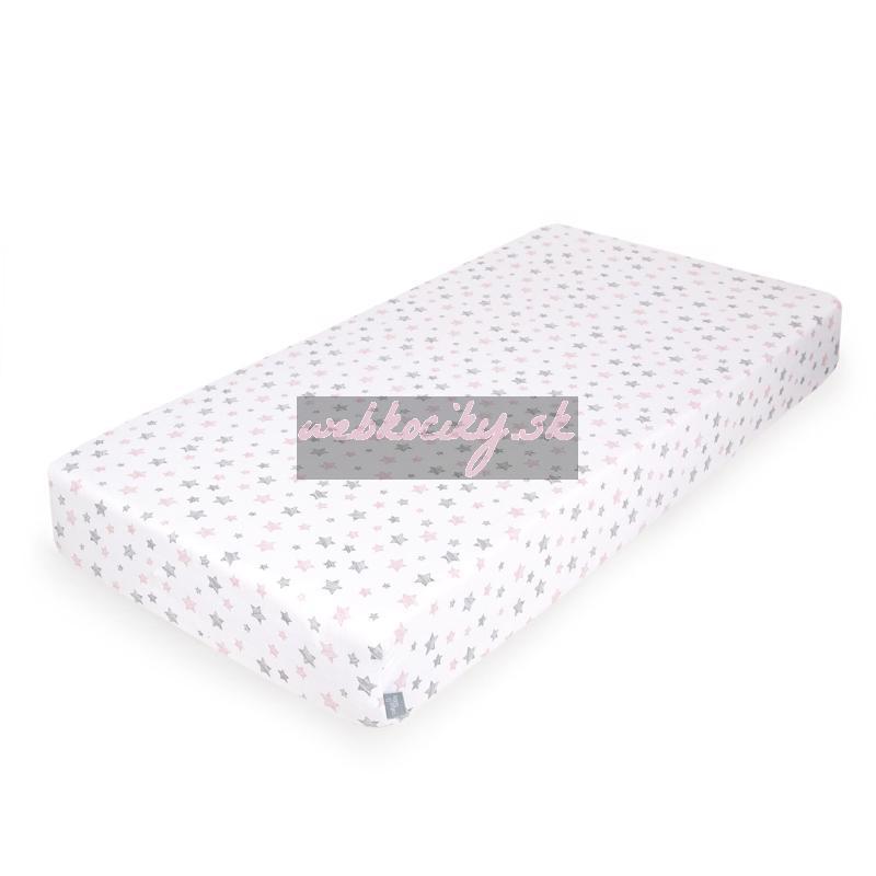 CEBA BABY Plachta Žerzej napínacia s gumou 120 x 60 Pink Stars