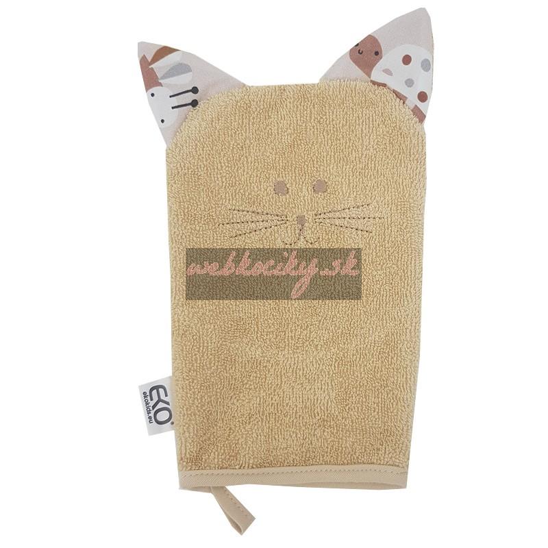 EKO Žinka bavlnená s uškami Cat Beige 20x15 cm