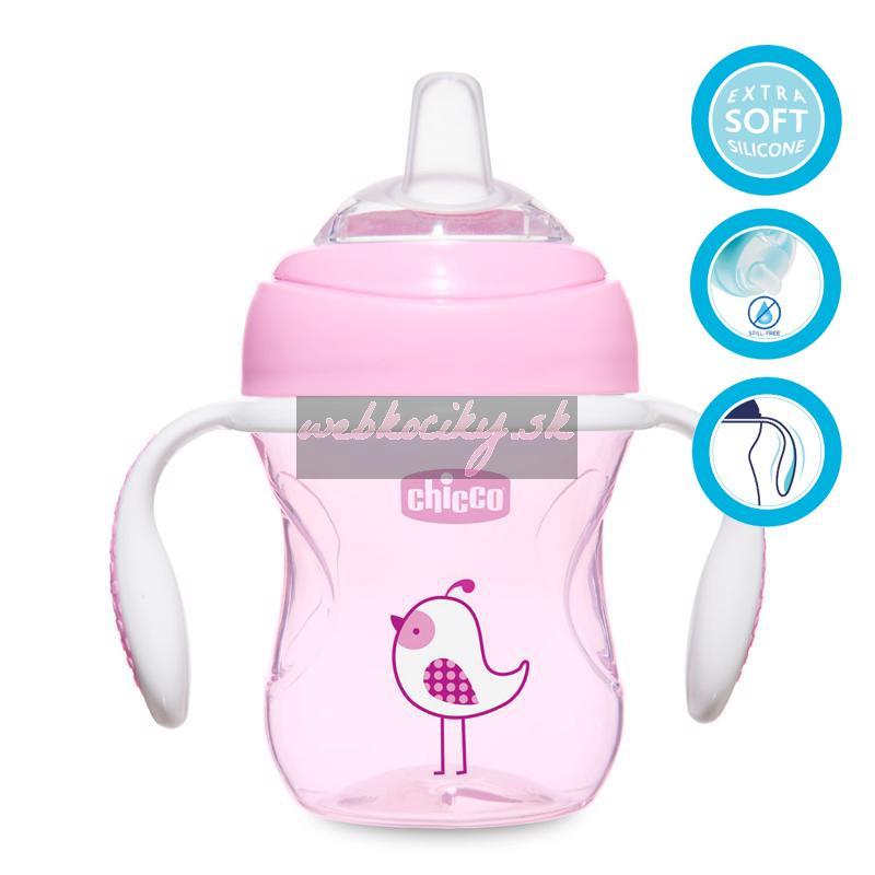 CHICCO Hrnček učiaci Transition s držadlami 200 ml ružový 4m+