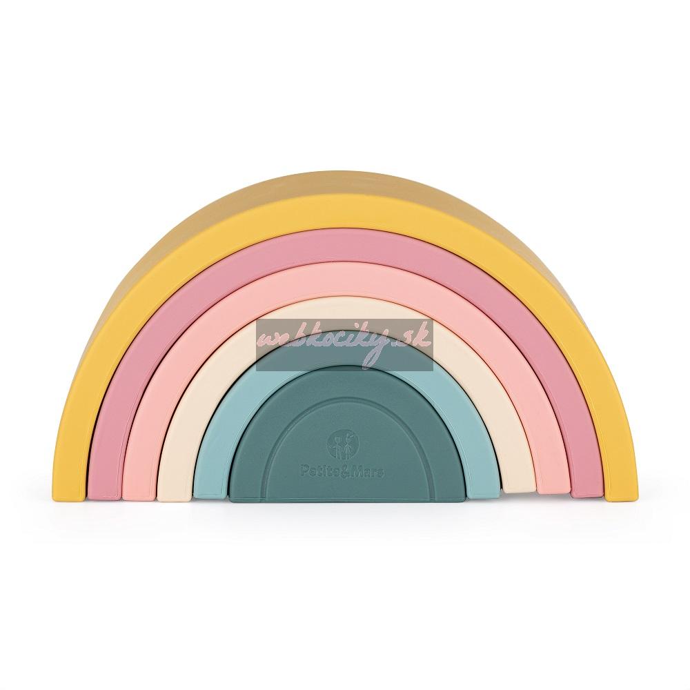 PETITE&MARS Hračka silikónová skladacia Rainbow Intense Ochre 12m+